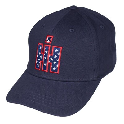 International Harvester Navy Blue Baseball Cap with American Flag Star IH A4223