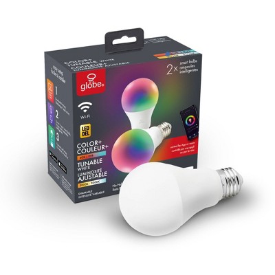 Smart 2pk 60W Equivalent LED Wi-Fi Enabled Voice Activated A19 E26 Frosted Light Bulb: Globe Electric, 5000K, 800 Lumens