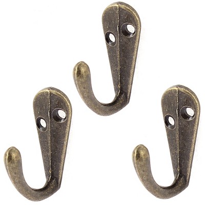 Unique Bargains Home Bedroom Clothes Coat Vintage Style Wall Mounted Hook Bronze Tone 3 Pcs