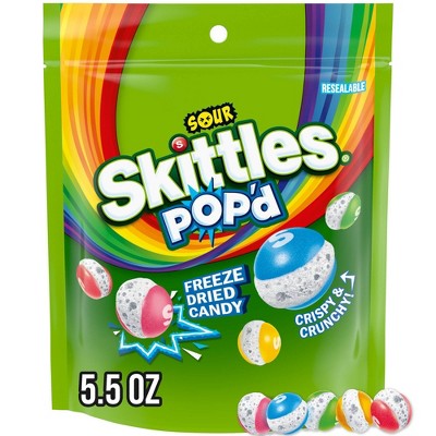 SKITTLES POP'd Sour Freeze Dried Candy Resealable Candy Bag - 5.5oz