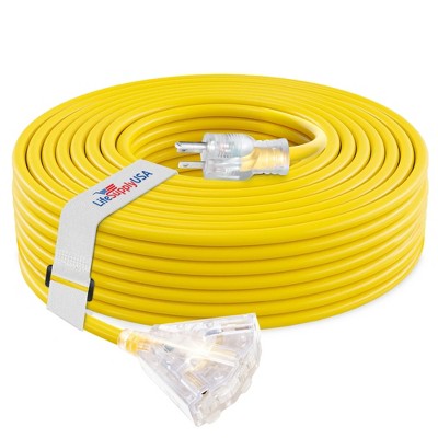 LifeSupplyUSA 12 Gauge 3-Outlet Power Extension Cord Outdoor & Indoor Waterproof Cable SJTW 12/3