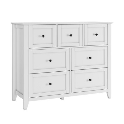 Dresser for Bedroom - Farmhouse Wood Dressers & Chest of Drawers for Clothes,  with 7 Deep Drawers, Gold Handles, for Living Room, Bedroom, Hallway