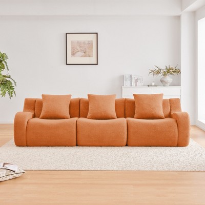 VASIP Soft Teddy Fabric Boneless Modular sofa,Anti-Slip Chaise with 32D High Density Sponge,No Assembly Required
