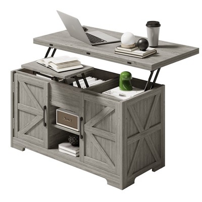 Vividwood 4-in-1 Lift Top Coffee Table – Farmhouse Convertible Center Table with Hidden Storage