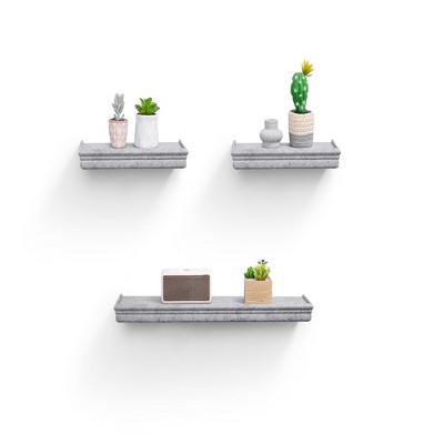 ChicFurnit Wall Shelf Set Floating Wood Shelves Invisible Brackets Hanging Shelf for Books Storage for Indoor Living Room, Gray, 23.62"*5.91"*1.57"