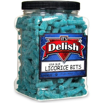 Sour Blue Blueberry Licorice Bits by It's Delish, 2.5 LBS (40 Oz) Jumbo Container