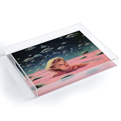 Samantha Hearn Pink Pool Vintage Collage Art Acrylic Tray - Deny Designs