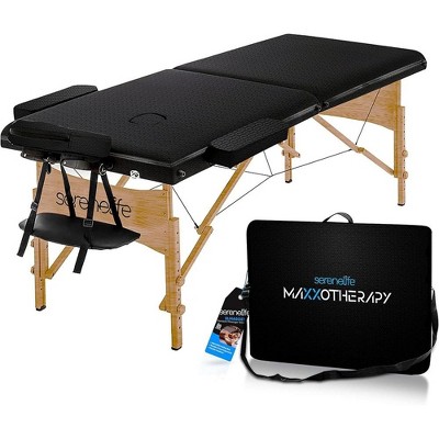 SereneLife Portable Folding Massage Table with Carrying Case - Black