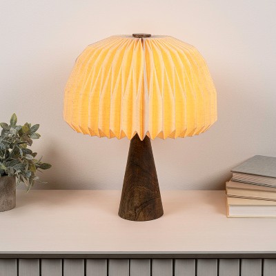 JONATHAN Y Sylvie 16" Modern Minimalist Paper Pleated Shade Mushroom Accent LED Table Lamp