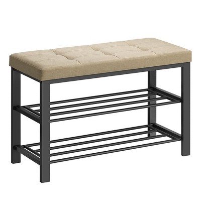 Shoe Bench, Entryway Shoe Rack with Foam Padded Seat, Linen, Metal Frame - Ideal for Living Room and Hallway