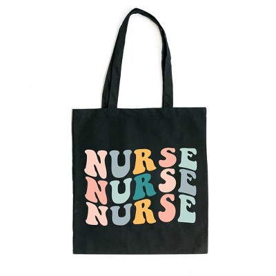 City Creek Prints Nurse Stacked Wavy Colorful Canvas Tote Bag