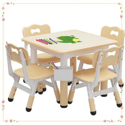 Toddler Table and 4 Chairs Set with Graffiti Desktop