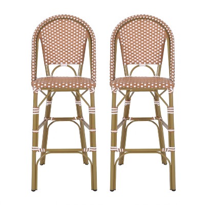 2pk Kinner Outdoor Aluminum French Bar Stools Rust/White - Christopher Knight Home: UV & Weather-Resistant Patio Chairs