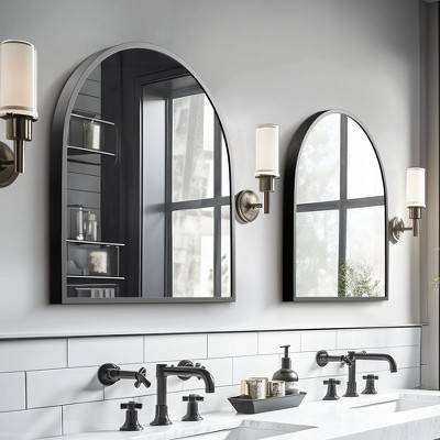 Dovelina Modern Arch Metal Frame Bathroom Vanity Mirrors Wall Mirror Hanging Mirror Set of 2
