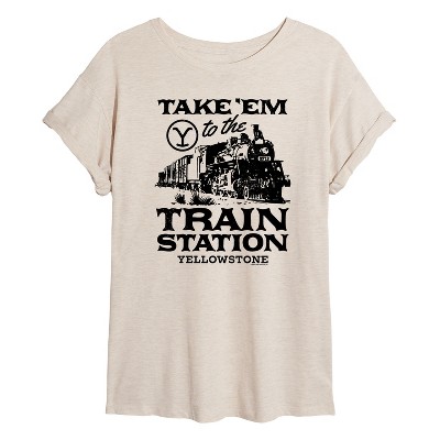 Women's - Yellowstone - Take Em to the Train Station Oversized Graphic T-Shirt