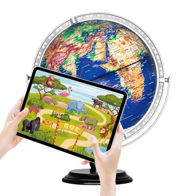 SUGIFT World Globe for Kids, Illuminated Interactive AR Educational Globes with LED Light, 720° Rotation, Ideal Christmas Gift for Kids