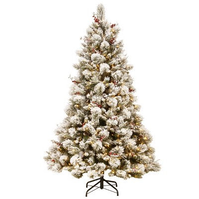 National Tree Company 7.5 ft. Snowy Bedford Pine Tree with Clear Lights