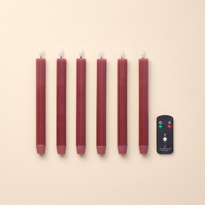 6pk Ribbed Flameless Taper Candles - Hearth & Hand™ with Magnolia
