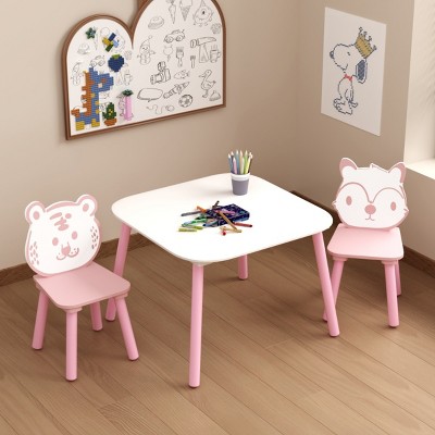 Kids Desk Modern with Animal Backrest and Rounded Corners for Playroom 23.62in-3irtyhousy