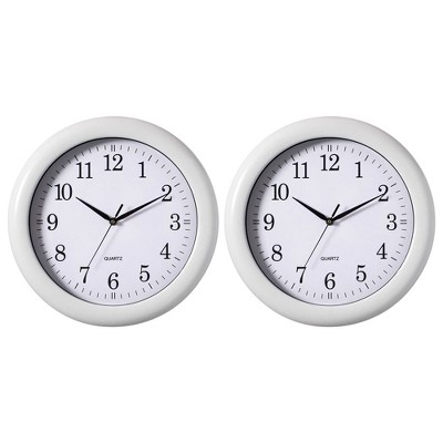Clockswise 13.75 Inch Plastic Round Battery Operated Simple Modern Wall Clock - Office, Livingroom, Dining Room, Bedroom and Kitchen Wall Decor
