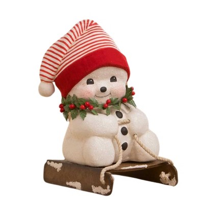 Bethany Lowe 11.75 In Down The Slopes Snowman Lg Christmas , Sled Christmas Holly (1PC)