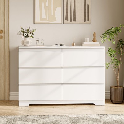 6 Drawer Dressers for Clothes Storage for Bedroom, Wood Storage Double Dresser for Bedroom, Living Room, Entryway
