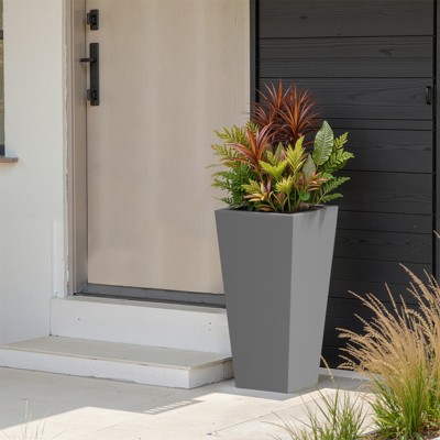 Spassway Indoor Outdoor Geometric Metal Planter Pot Planter Box Patio Garden Bed Black
