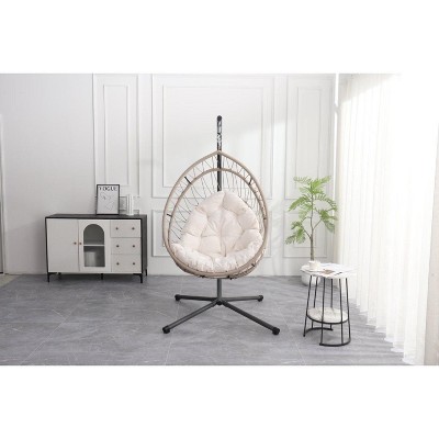 CAVINAS Egg Hanging Swing Chair with Stand,High Quality Foldable Patio Swing,Hammock Swing Chair for Living Room&Balcony,350LBS Capacity