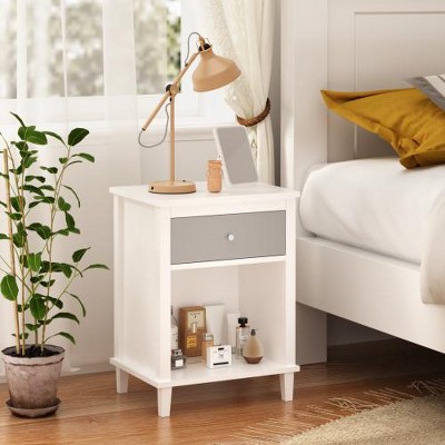 LIVAREEmlen 26.77''H Wooden Nightstand with One Drawer One Shelf for Kids, Adults