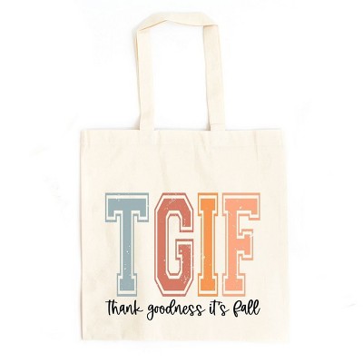 City Creek Prints Thank Goodness It's Fall Canvas Tote Bag - 15x16 - Natural
