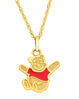 Disney Classics Winnie the Pooh 14k Gold Winnie the Pooh Red Shirt Pendant Necklace, 18"