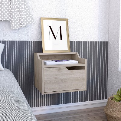 NicBex Modern Floating Nightstand with Drawer,Side Table with Open Shelves for Bedroom,Living Room