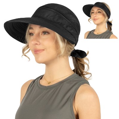 SUN CUBE Women Sun Hat for Outdoor UV Protection, Wide Brim Sun Hat Ponytail, Convertible Zip-Off Beach Hat Visor