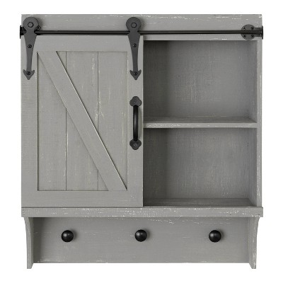 18" x 8" x 20" Farmhouse Wall Organizer with Storage, Hooks - Kate & Laurel All Things Decor