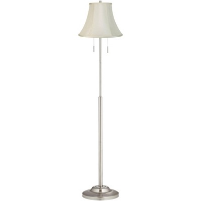 360 Lighting Abba Modern Floor Lamp Standing 66" Tall Brushed Nickel Silver Imperial Creme Fabric Bell Shade for Living Room Bedroom Office House Home