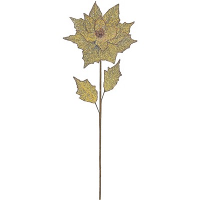 Northlight Glittered Poinsettia Artificial Christmas Floral Stem Spray - Brown - 28"