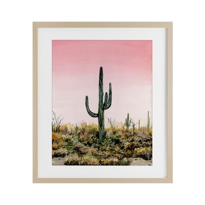 Stupell Industries Saguaro Glow Cactus Framed Print Under Glass