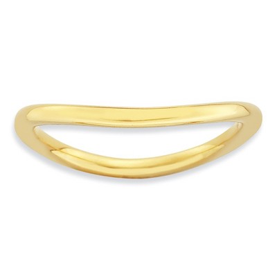 Black Bow Jewelry 1.5mm Stackable 14K Yellow Gold Plated Silver Curved Smooth Band