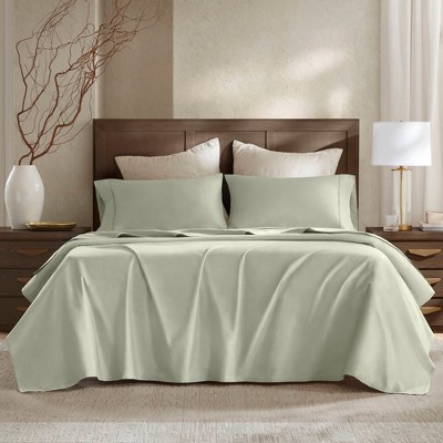 4 Pieces Queen Sateen Sheet Set,Sage