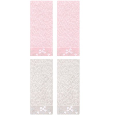 REGALWOVEN 100% Cotton Floral Embroidered Soft Absorbent Hand Towels 4 Pack