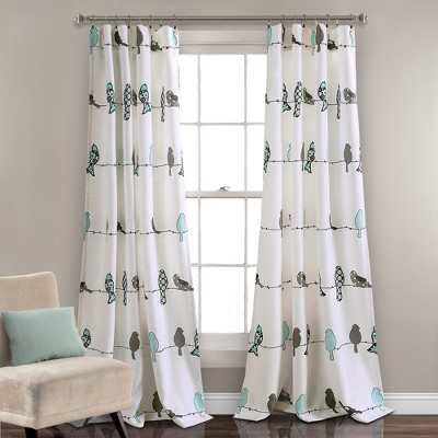 Set of 2 Rowley Birds Light Filtering Window Curtain Panels - Lush Décor