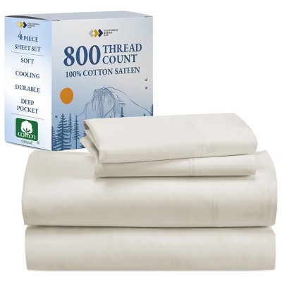 Luxury Bed Sheets Set - 800 Thread Count 100% Cotton Sheets, Deep Pocket, Soft, Cool & Breathable by California Design Den