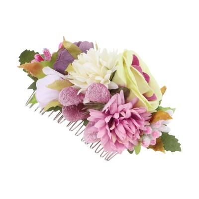 Unique Bargains Women's Flexible Simulated Flowers Side Comb 1 Pc