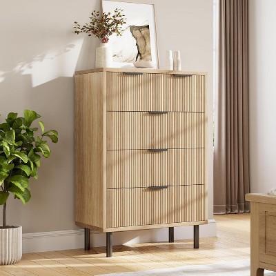 Nasitip 5 Wave Fluted Drawer Dresser, 37.4''Tall Dresser Chest of Drawers, Wood Storage Dresser Organizer for Bedroom Living Room