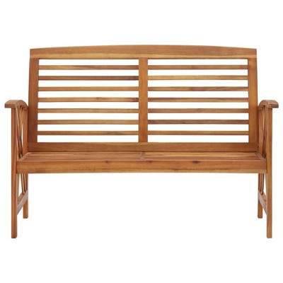 vidaXL Outdoor Patio Bench Wooden Garden Bench with Armrests Solid Wood Acacia - Brown