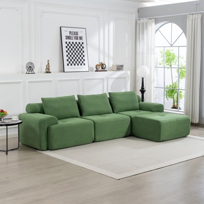 VASIP L-Shaped Modular Sectional Sofa - Plush Corduroy Fabric,Convertible Sofa Bed for Living Room, Apartments, Home Theater，No Assembly Required