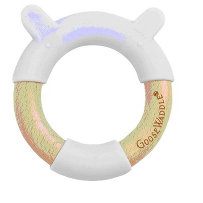 GooseWaddle Circle Animal Head Silicone + Wood Teether (4 Months +)