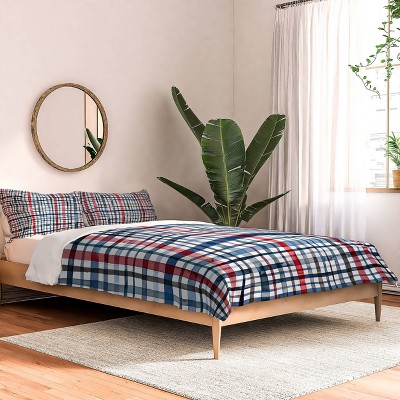 Deny Designs Ninola Design Checks Tartan Blue King Comforter and Sham Set 2pc Set