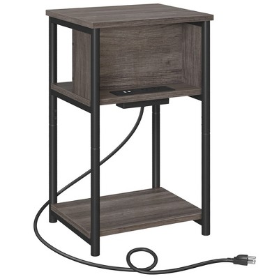VASAGLE End Table with Charging Station, 3-Tier Side Table with USB Ports and Outlets Nightstand