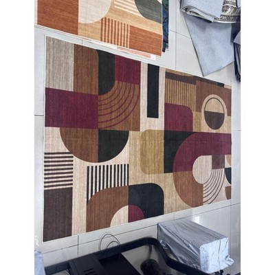Area Rugs for Bedroom Modern Geometric Print Rugs Soft Low Pile Non Slip Indoor Rug for Playroom Dorm